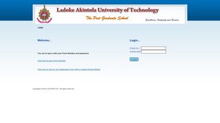 
                            6. Lautech - Postgraduate Application Form : Login - LAUTECH PG School