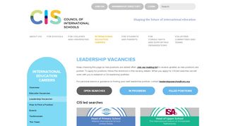 
                            9. Leadership Vacancies - CIS Council of International Schools