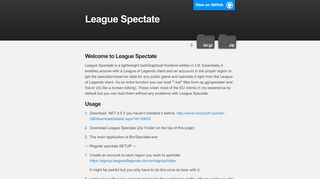 
                            4. League Spectate - GitHub Pages