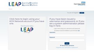 
                            5. LEAP: Kings College Hospitals: Log in to the site