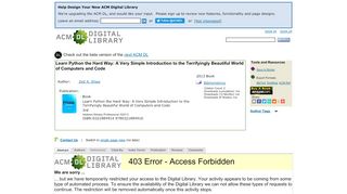 
                            4. Learn Python the Hard Way - ACM Digital Library