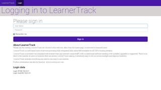 
                            3. LearnerTrack - Login Page