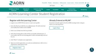 
                            2. Learning Center Student Registration - AORN