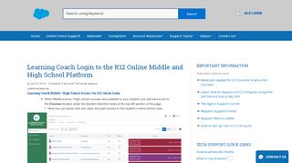 
                            4. Learning Coach Login to the K12 Online Middle and High ...