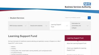 
                            9. Learning Support Fund | NHSBSA