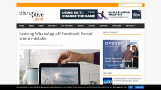 
                            5. Leaving WhatsApp off Facebook Portal was a mistake - Disruptive.Asia