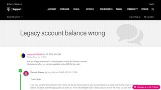 
                            4. Legacy account balance wrong | T-Mobile Support
