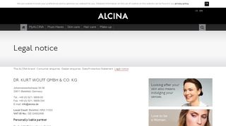 
                            4. Legal notice - Alcina