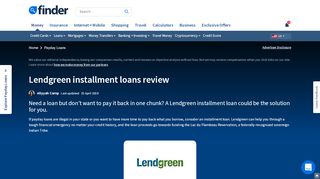 
                            3. Lendgreen installment loans review August 2019 | finder.com