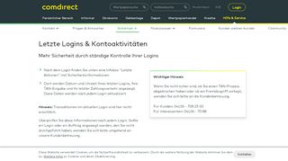 
                            7. Letzte Logins – Mehr Sicherheit Ihrer Logins | comdirect.de