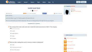 
                            6. Lexile Level Quiz - Quibblo.com