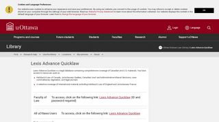 
                            2. Lexis Advance Quicklaw | Library | University of Ottawa