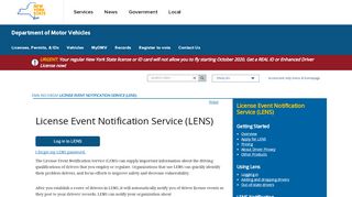 
                            5. License Event Notification Service (LENS) - New York DMV