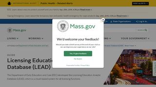 
                            2. Licensing Education Analytic Database (LEAD) | Mass.gov