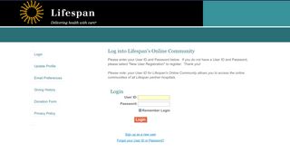 
                            1. Lifespan Member Login Page