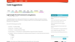 
                            2. Lightweight Portal Framework using jQuery | Code Suggestions