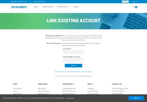 
                            2. link existing account - Synergy WorldWide