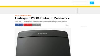 
                            3. Linksys E1200 Default Password - Lifewire