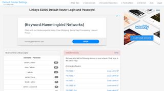 
                            7. Linksys E2000 Default Router Login and Password