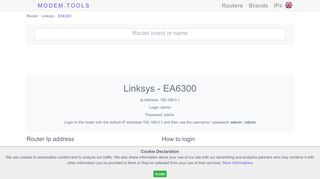 
                            5. Linksys EA6300 Default Router Login and Password