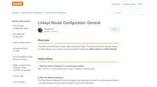 
                            2. Linksys Router Configuration: General – OpenDNS