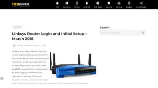 
                            7. Linksys Router Login and Initial Setup – March 2018