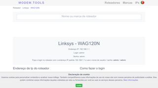 
                            3. Linksys WAG120N Login e senha padrão do roteador