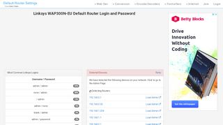 
                            8. Linksys WAP300N-EU Default Router Login and Password