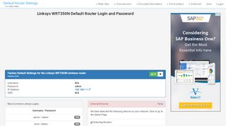 
                            7. Linksys WRT350N Default Router Login and Password