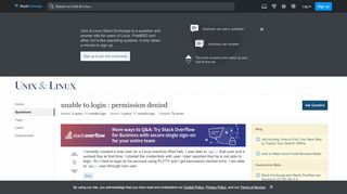 
                            4. linux - unable to login : permission denied - Unix & Linux Stack ...