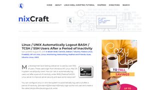 
                            5. Linux / UNIX Automatically Logout BASH / TCSH / SSH Users After a ...