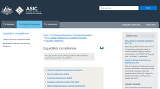 
                            4. Liquidator compliance | ASIC - Australian Securities and Investments ...