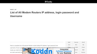 
                            5. List of All Modem Routers IP address, login password and ...