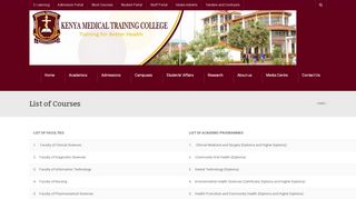 
                            1. List of Courses | Kenya Medical Training College