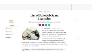 
                            9. List of Fake Job Scams and Examples - thebalancecareers.com