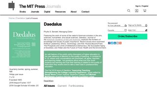 
                            7. List of Issues | Daedalus | MIT Press Journals