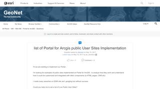 
                            3. list of Portal for Arcgis public User Sites Imp... | GeoNet, The ...