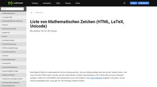 
                            7. Liste von Mathematischen Zeichen (HTML, LaTeX, Unicode ...