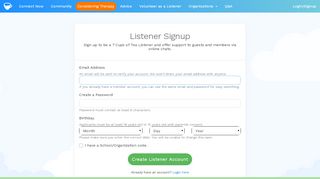 
                            2. Listener Signup - 7 Cups