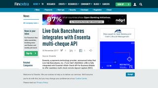 
                            8. Live Oak Bancshares integrates with Ensenta multi-cheque API