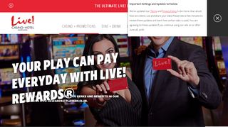 
                            11. Live! Rewards Program | Live! Casino & Hotel