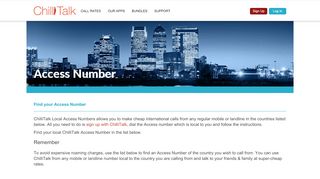 
                            1. Local Access Phone Numbers - ChilliTalk Access Number