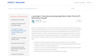 
                            8. Local Agent - Securely accessing Application Under Test (AUT)