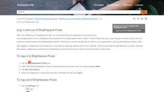 
                            3. Log in and out of Brightspace Pulse - D2L