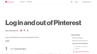 
                            2. Log in and out of Pinterest | Pinterest help