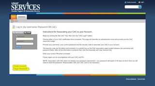 
                            3. Log In (by Username/Password OR CAC) - USAF Services