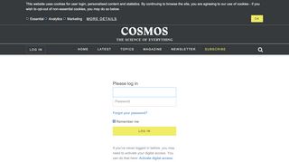 
                            3. Log in | Cosmos Magazine