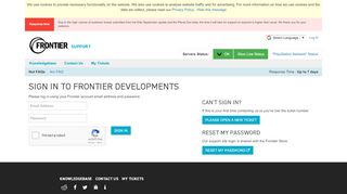 
                            2. Log In - Frontier Support - Frontier Developments