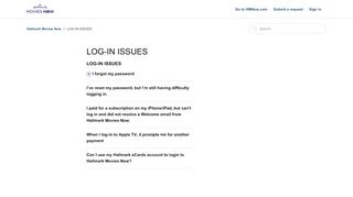 
                            1. LOG-IN ISSUES – Hallmark Movies Now