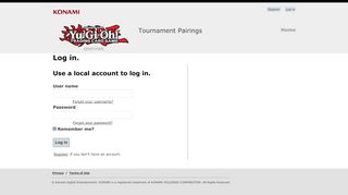 
                            8. Log in - Konami Tournament Pairings